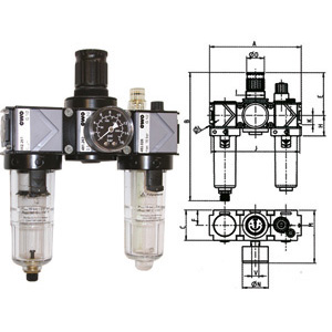 3464GCP - FILTRO-RIDUTTORE-LUBRIFICATORE IN GRUPPO "VARIOBLOC" - Orig. Ewo