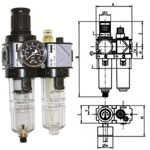 3464GFP - FILTRO-RIDUTTORE-LUBRIFICATORE IN GRUPPO "VARIOBLOC" - Orig. Ewo