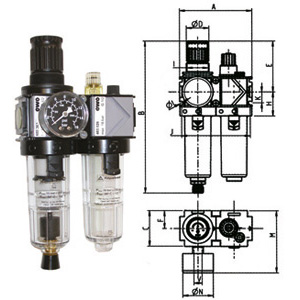 3464GFPA - FILTRO-RIDUTTORE-LUBRIFICATORE IN GRUPPO "VARIOBLOC" - Orig. Ewo